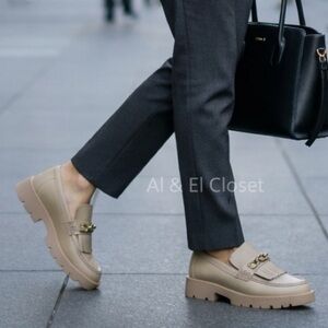 Dolce Vita ERNA Loafers Light Blush Leather Gold Chain Fringe 9.5 New With Box